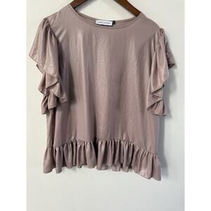 Adele Altman Womens Mauve Boxy Top Made in Italy Lagenlook S/M Short Sleeve